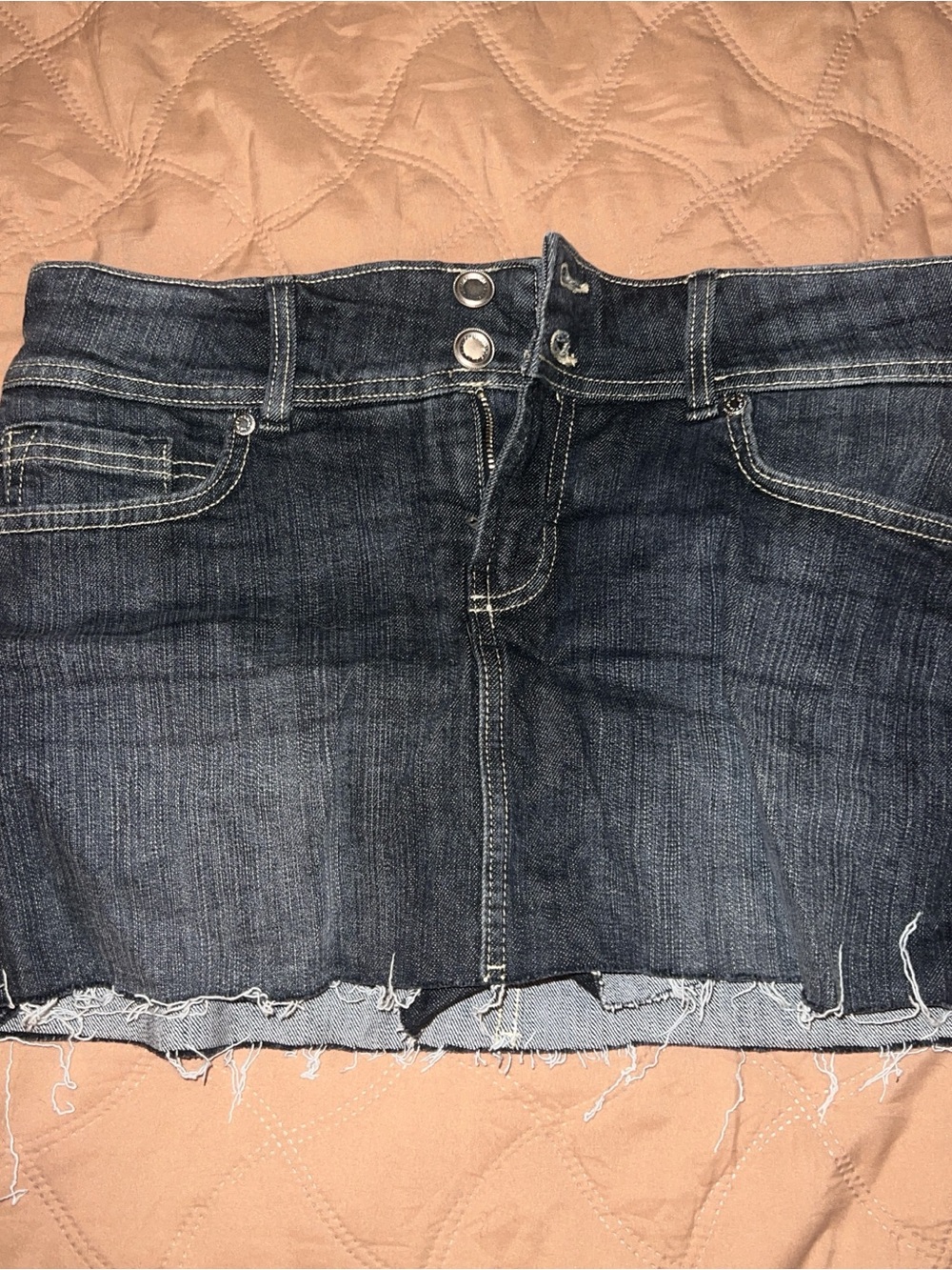 Bershka Black Denim Mini Skirt with Contrast Stitching